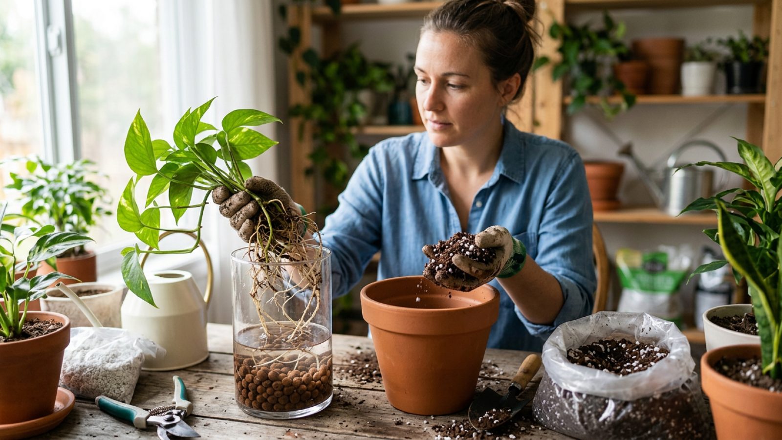 How to Move a Houseplant from Hydroponics to Soil