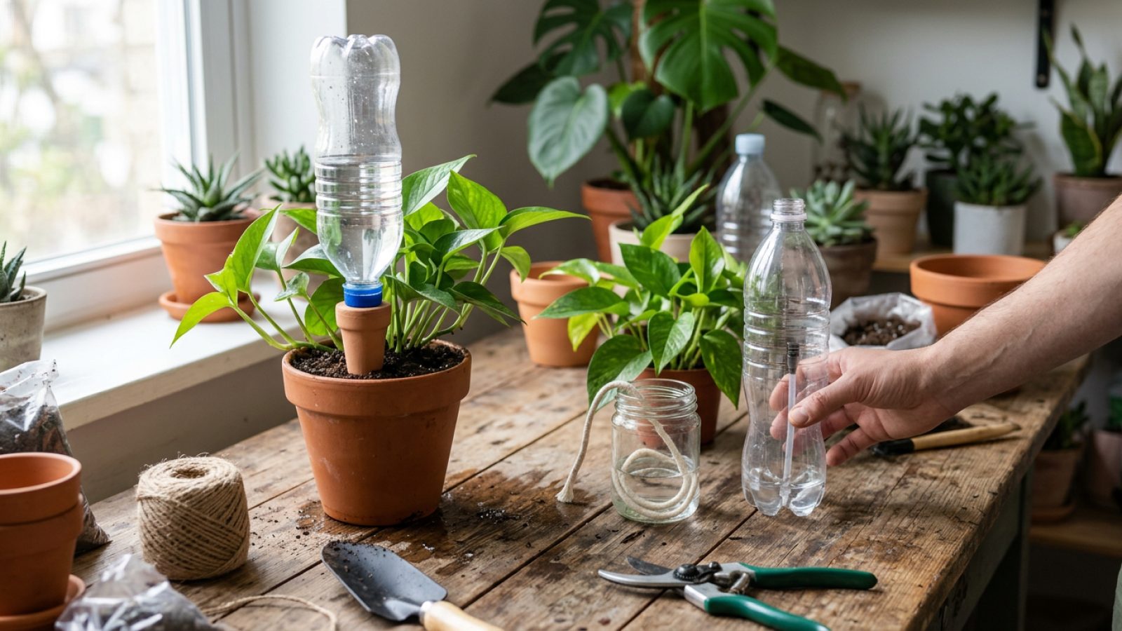 How to Make a Self-Watering System for Houseplants with a Plastic Bottle